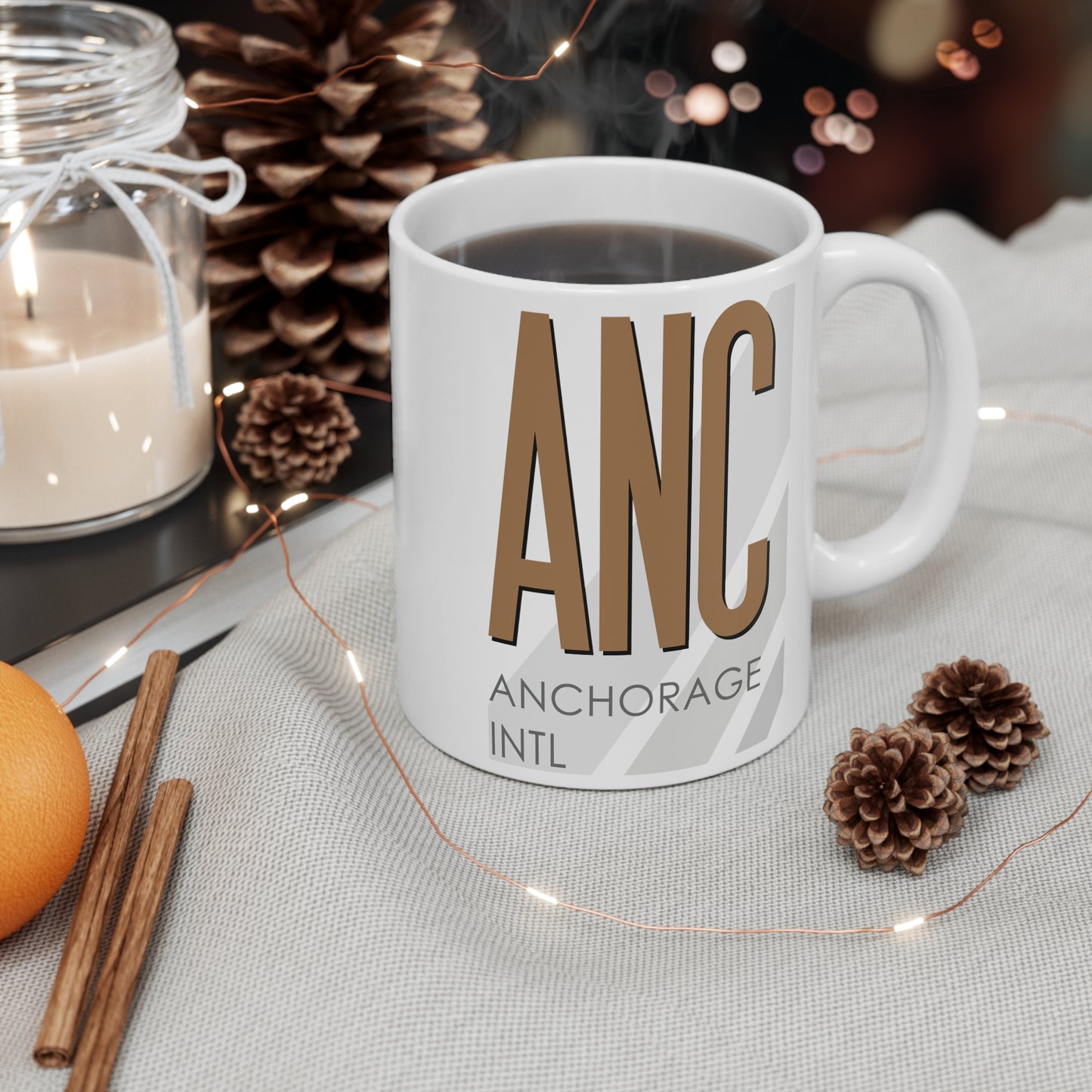 Ted Stevens Anchorage Intl, ANC. 11oz Airport Mug (Brown)