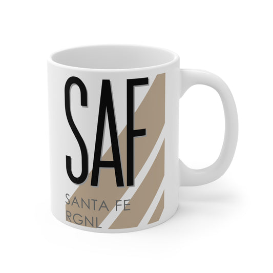 Santa Fe Rgnl, SAF. 11oz Airport Mug (Cool Brown Stripes)