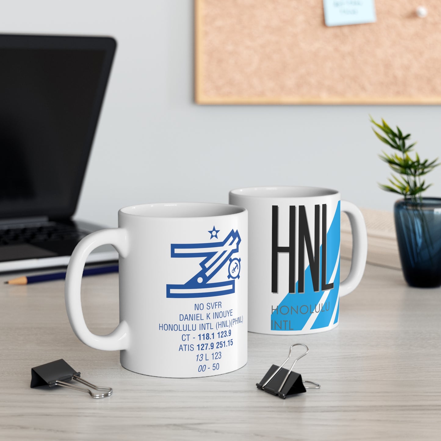 Honolulu Daniel K. Inouye Intl, HNL. 11oz Airport Mug (Blue)