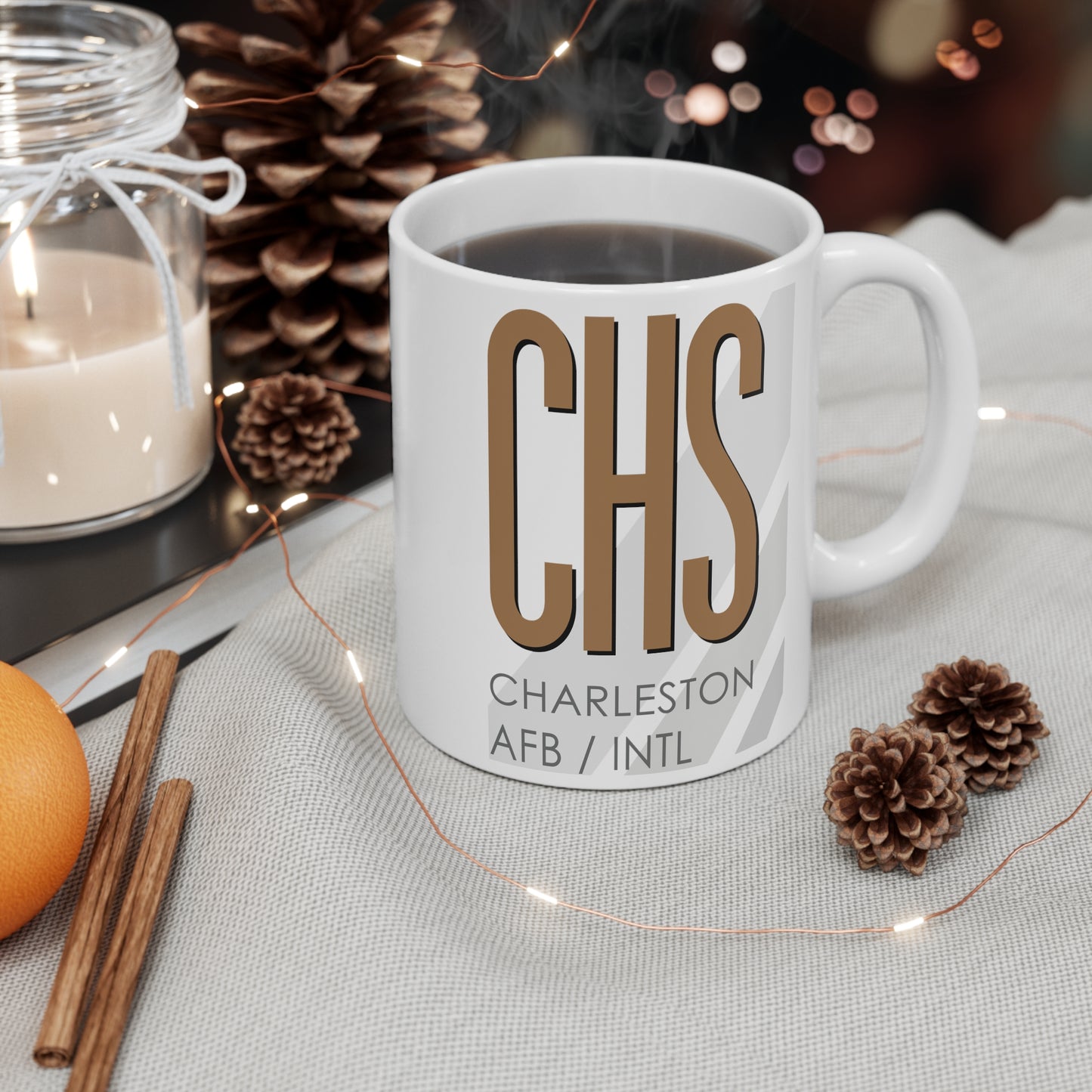 Charleston AFB Intl, CHS. 11oz Airport Mug (Brown)