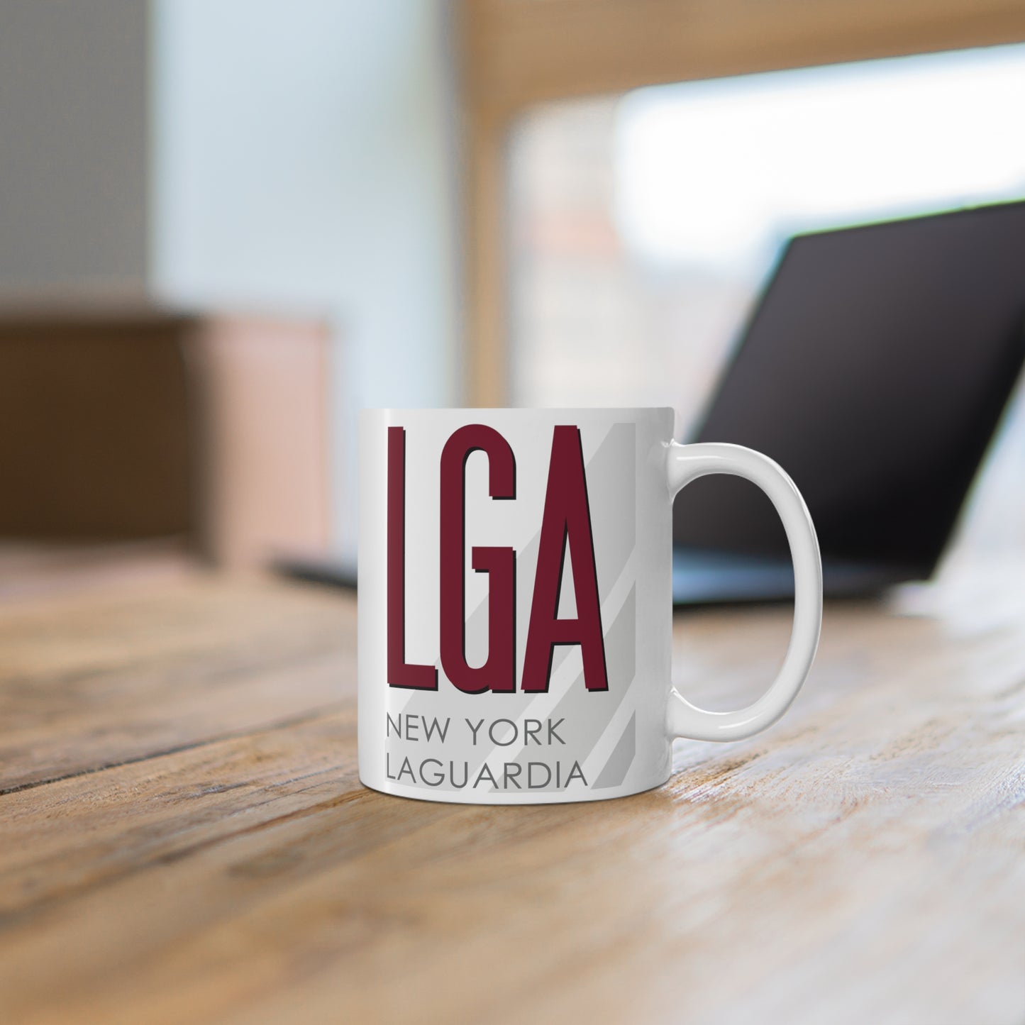 New York LaGuardia, LGA. 11oz Airport Mug (Magenta LGA)