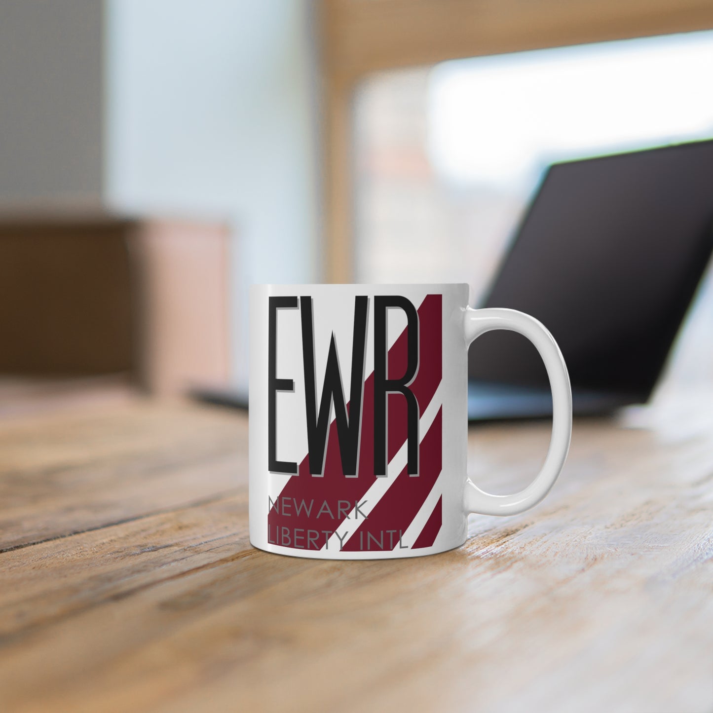 Newark Liberty Intl, EWR. 11oz Airport Mug (Magenta)