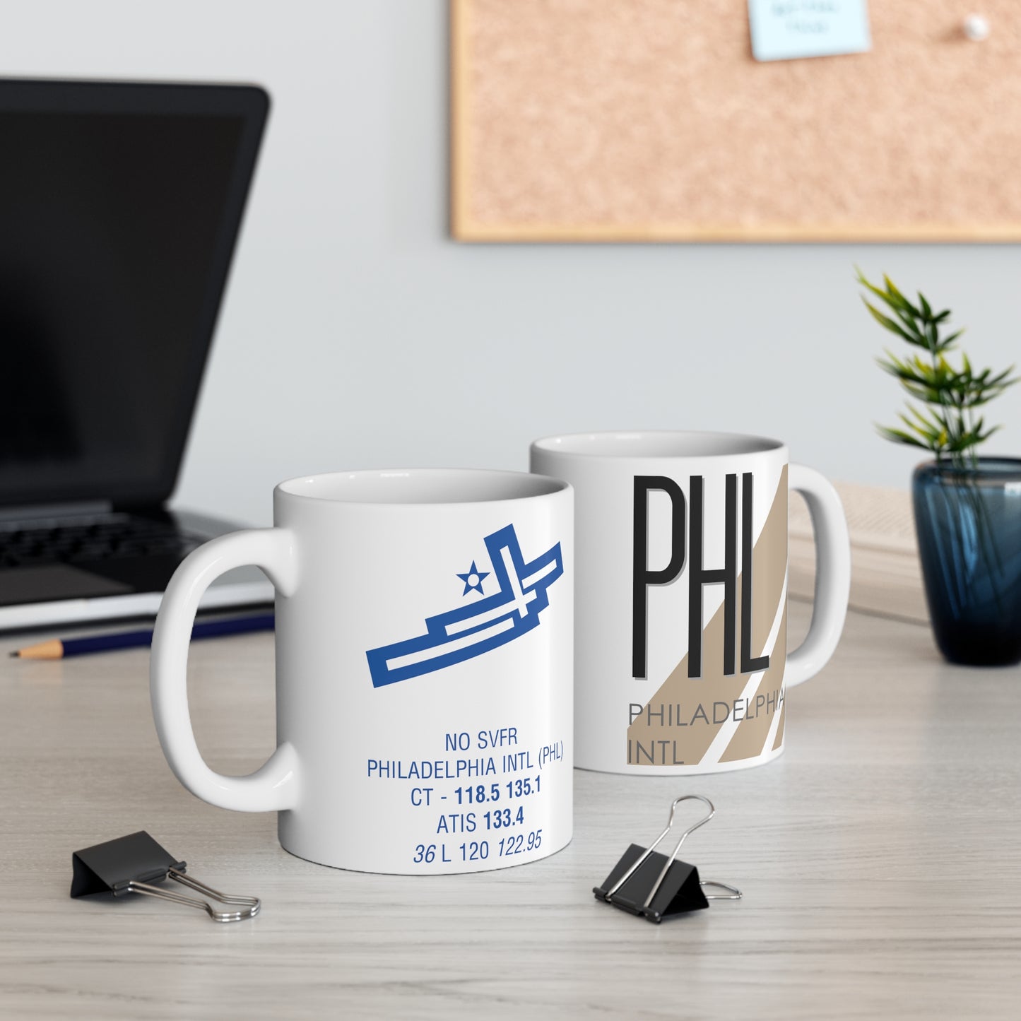 Philadelphia Intl, PHL. 11oz Airport Mug (Cool Brown)