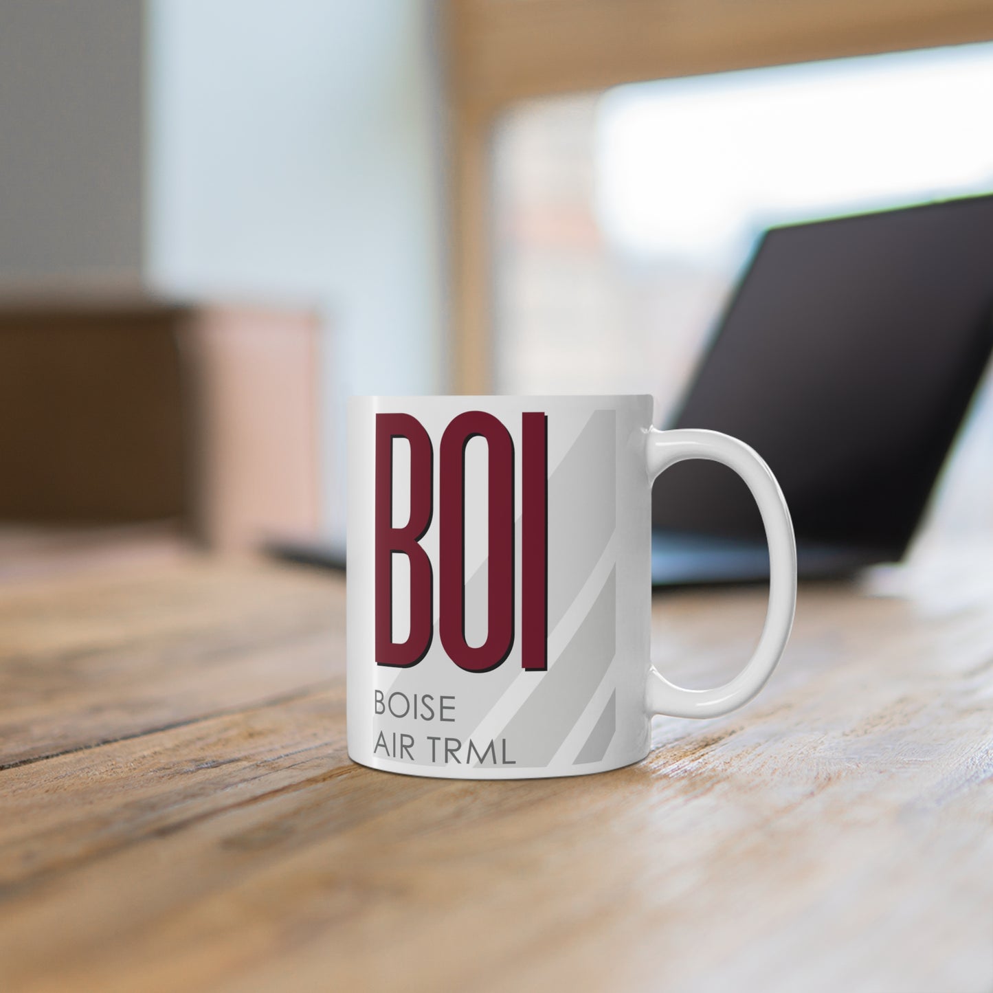 Boise Air Trml Gowen Fld, BOI. 11oz Airport Mug (Magenta)