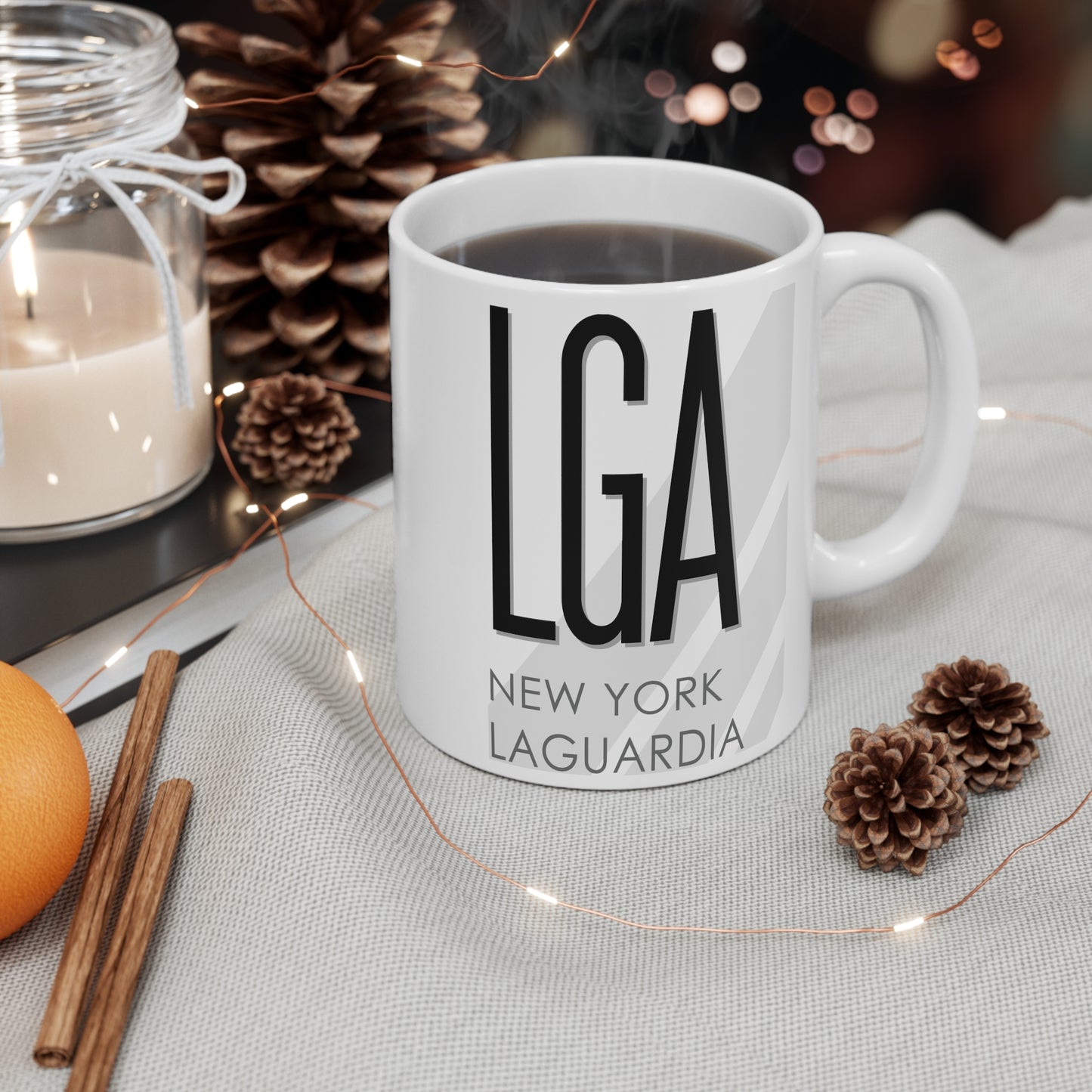 New York LaGuardia, LGA. 11oz Airport Mug (White)