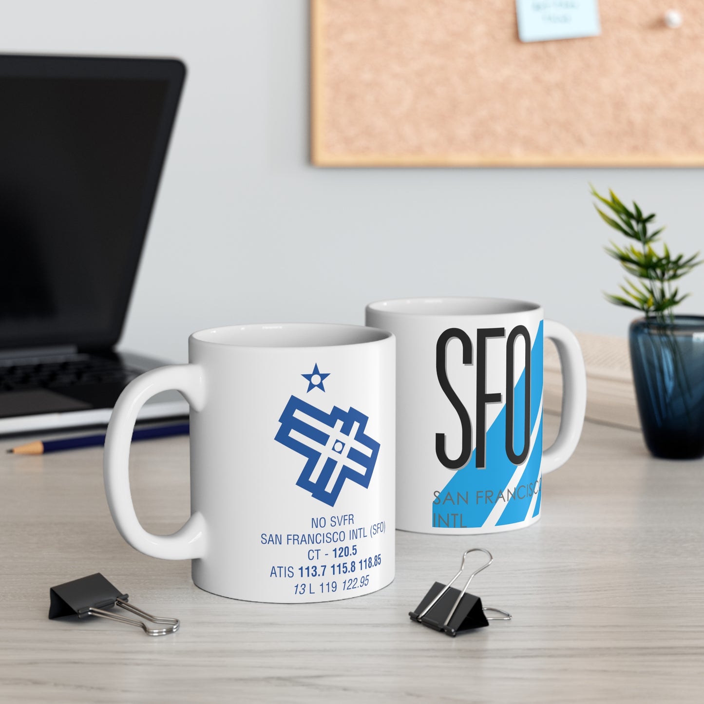 San Francisco Intl, SFO. 11oz Airport Mug (Blue)