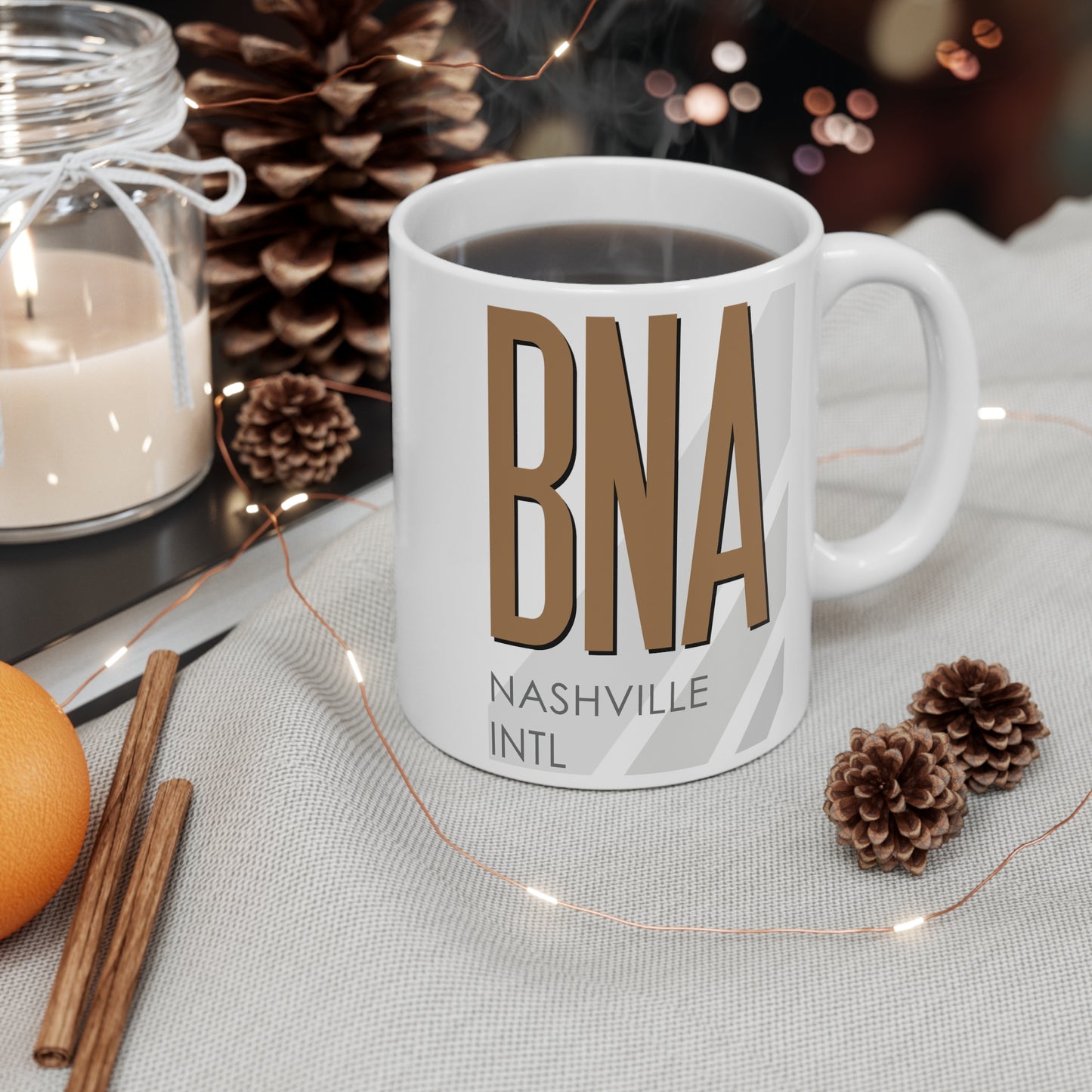 Nashville Intl, BNA. 11oz Airport Mug (Brown)