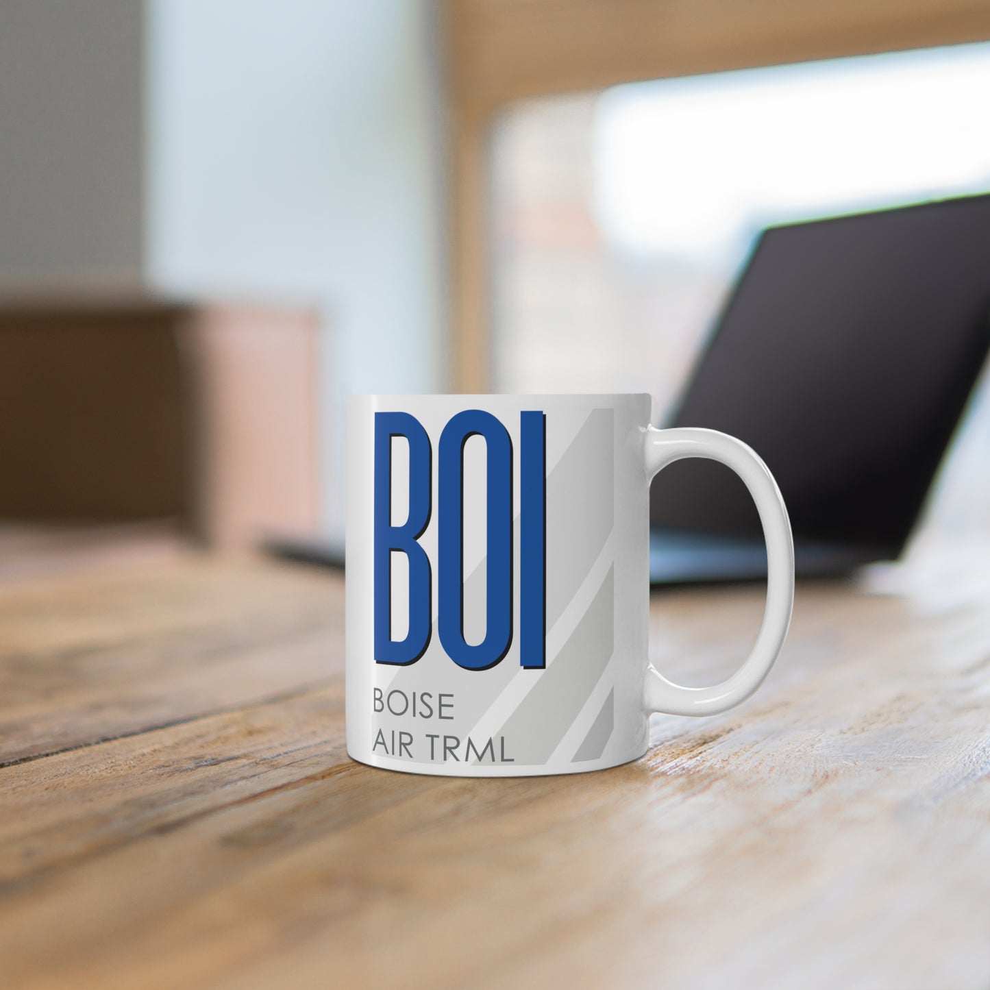 Boise Air Trml Gowen Fld, BOI. 11oz Airport Mug (Blue)