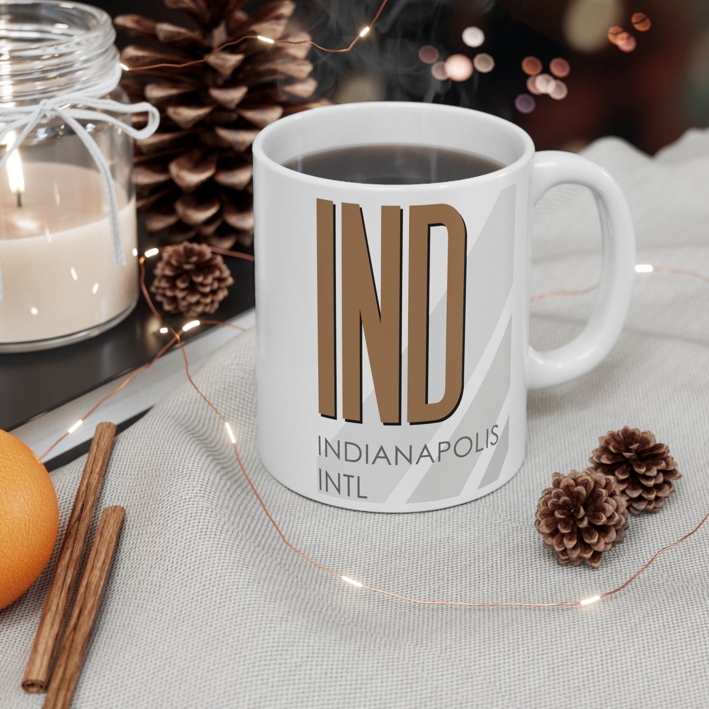 Indianapolis Intl, IND. 11oz Airport Mug (Brown)