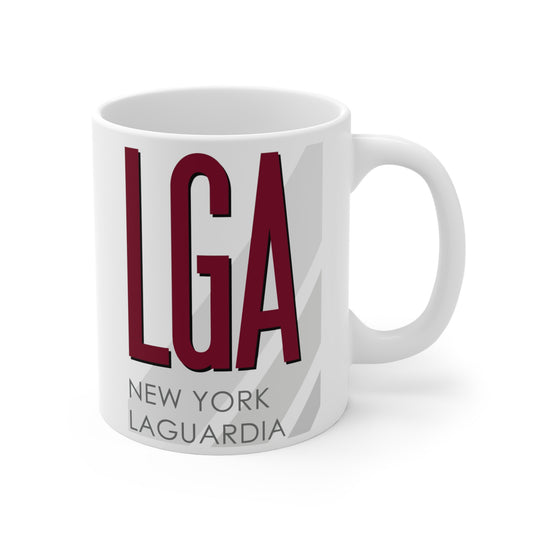 New York LaGuardia, LGA. 11oz Airport Mug (Magenta LGA)