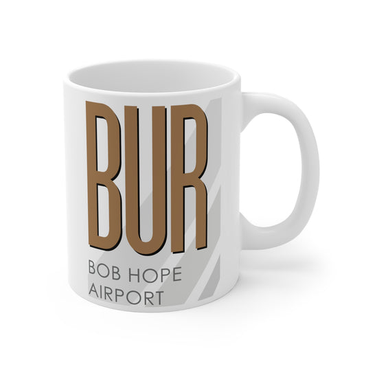 Bob Hope Airport, BUR. 11oz Airport Mug (Brown)