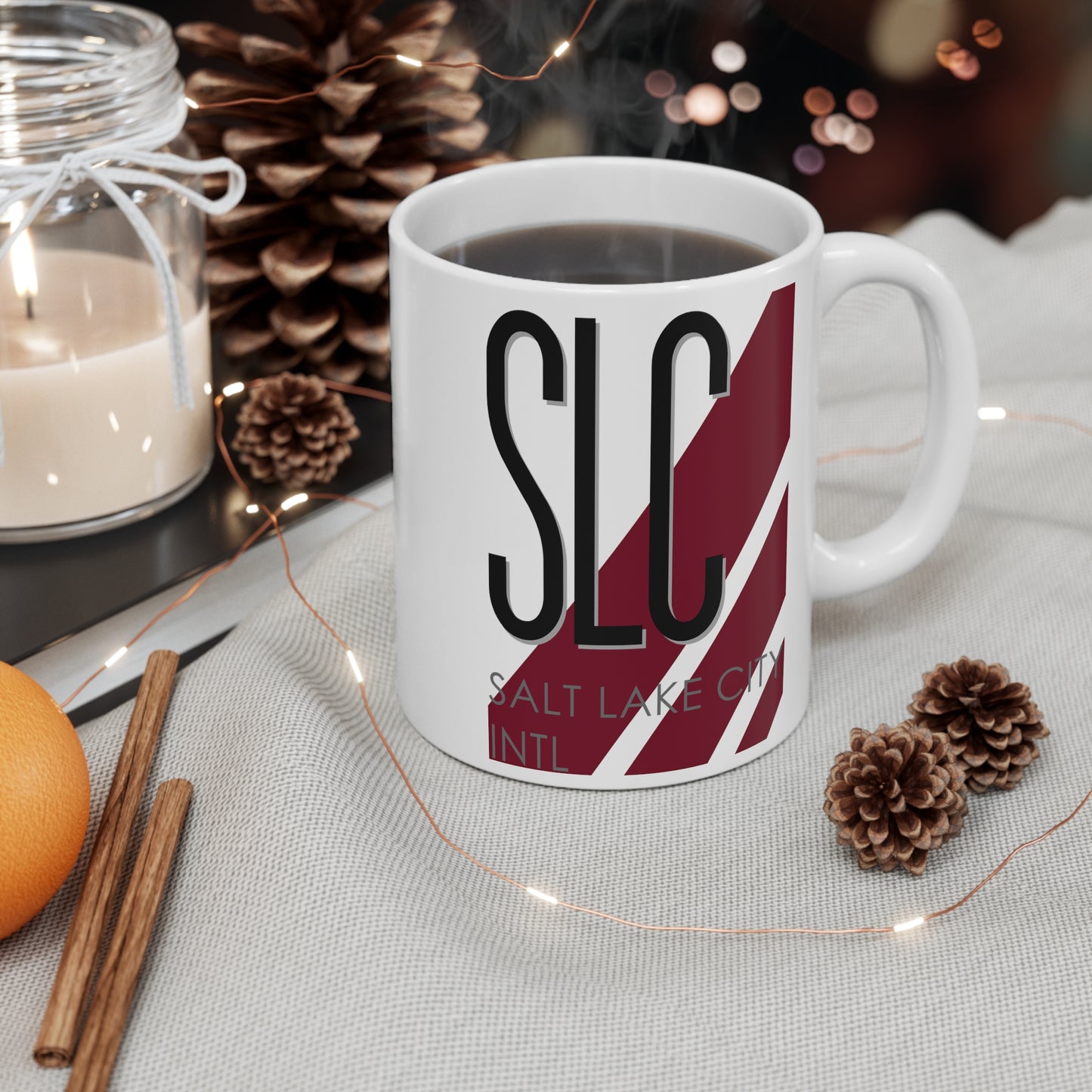 Salt Lake City Intl, SLC. 11oz Airport Mug (Magenta)