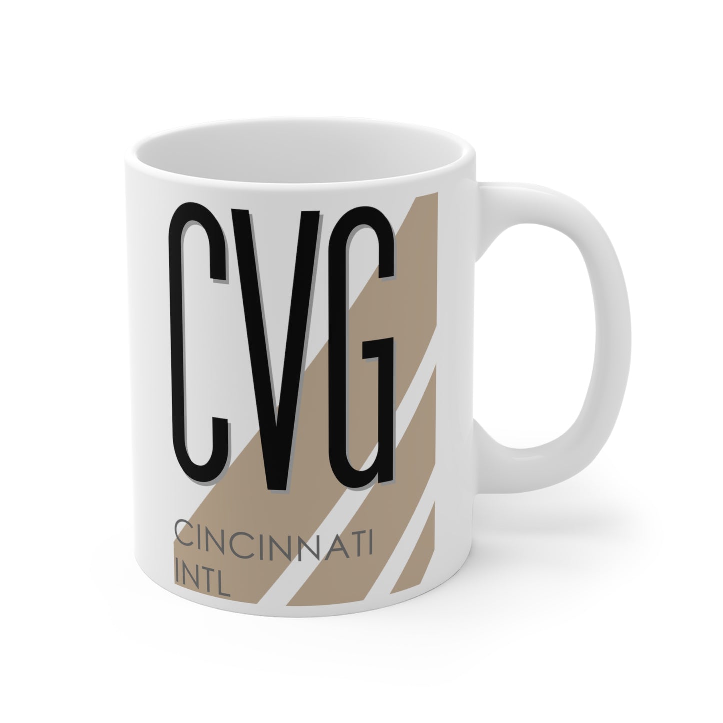 Cincinnati Northern Kentucky Intl, CVG. 11oz Airport Mug (Cool Brown)