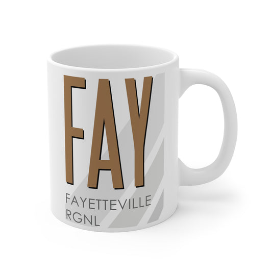 Fayetteville Rgnl, FAY. 11oz Airport Mug (Brown)