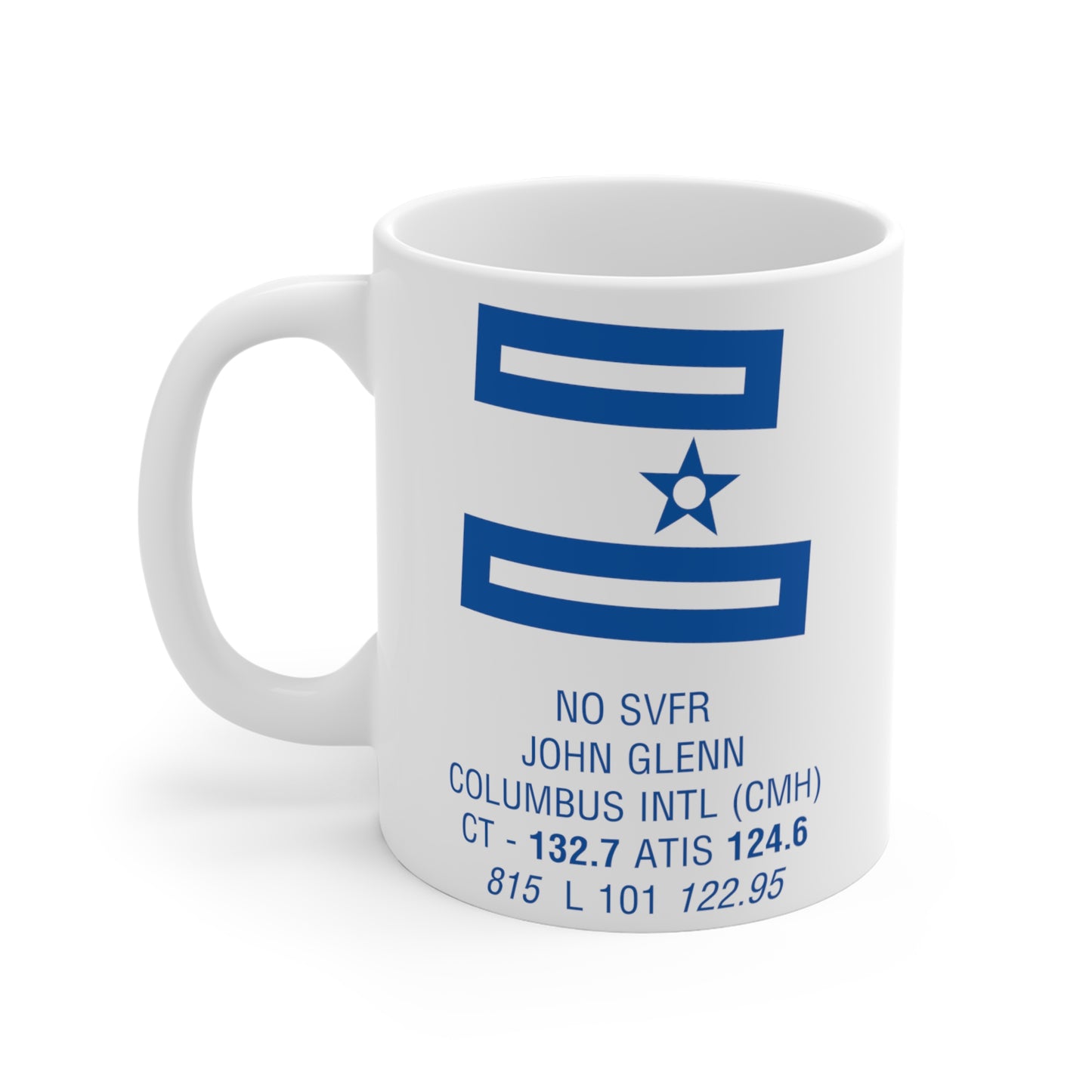 John Glenn Columbus Intl, CMH. 11oz Airport Mug (Blue)