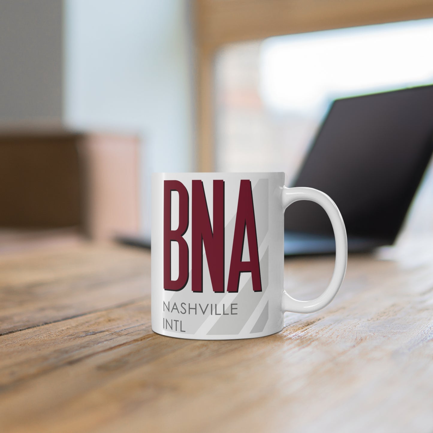 Nashville Intl, BNA. 11oz Airport Mug (Magenta)