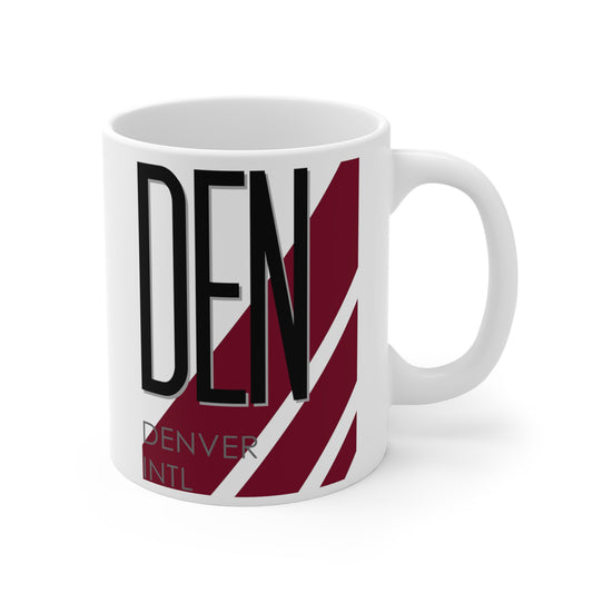 Denver Intl, DEN. 11oz Airport Mug (Magenta)