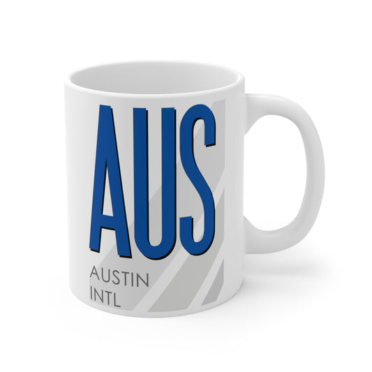 Austin-Bergstrom Intl, AUS. 11oz Airport Mug (Blue)