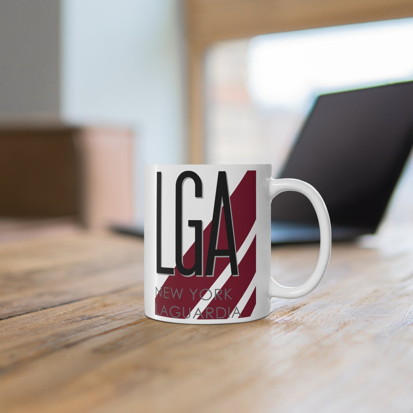 New York LaGuardia, LGA. 11oz Airport Mug (Magenta)