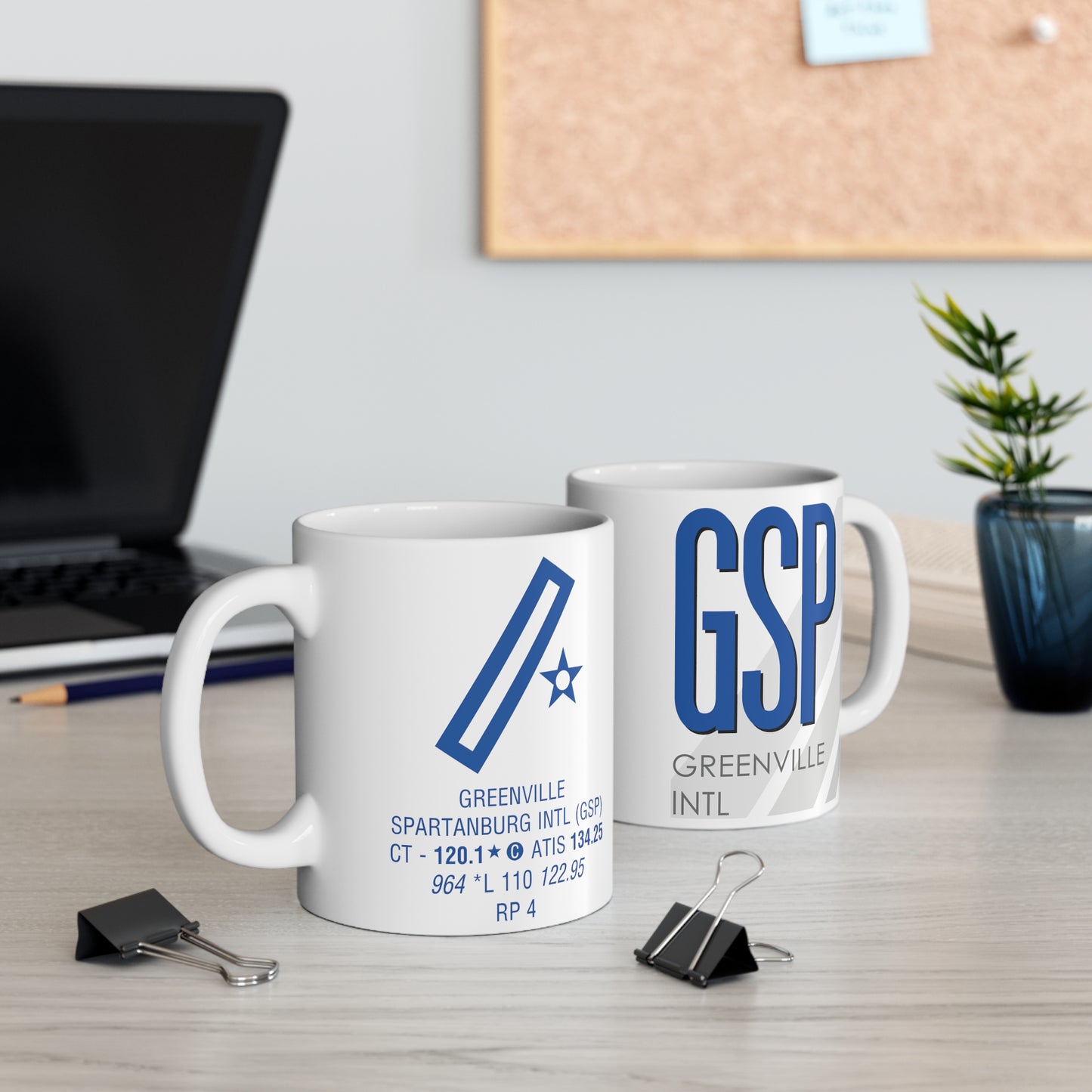 Greenville Spartanburg Intl, GSP. 11oz Airport Mug (Blue)