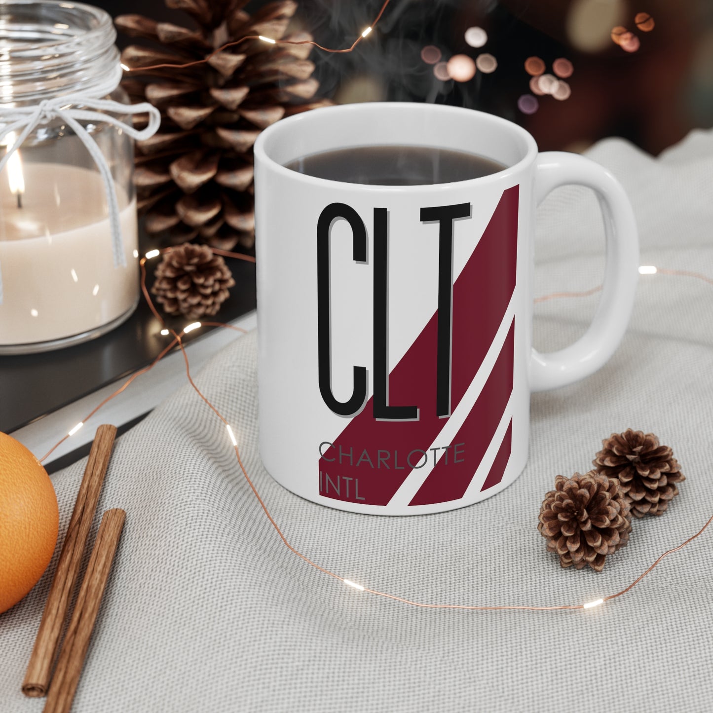 Charlotte-Douglas Intl, CLT. 11oz Airport Mug (Magenta)