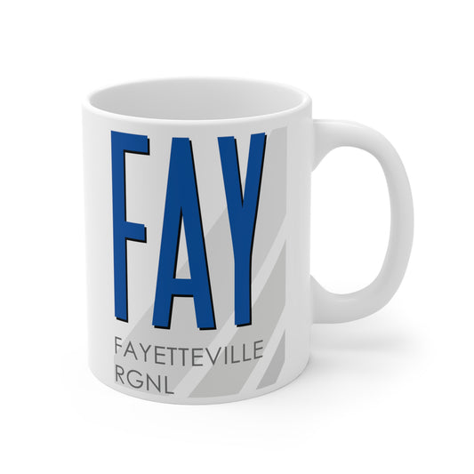 Fayetteville Rgnl, FAY. 11oz Airport Mug (Blue)