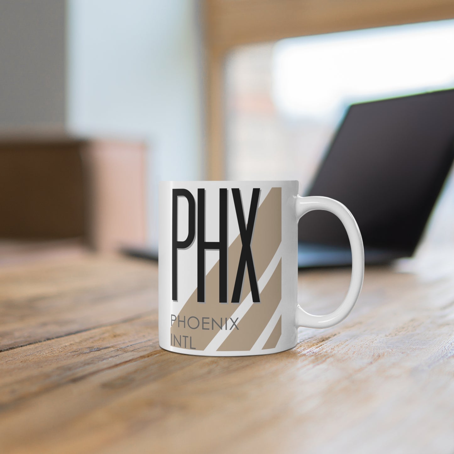 Phoenix Sky Harbor Intl, PHX. 11oz Airport Mug (Cool Brown)