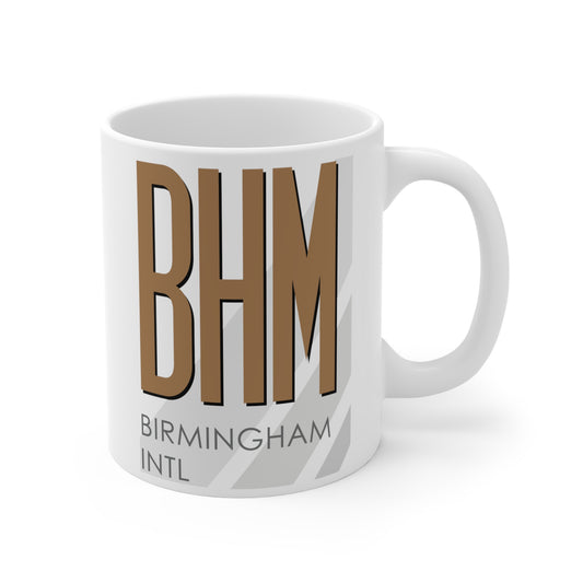 Birmingham Shuttlesworth Intl, BHM. 11oz Airport Mug (Brown)