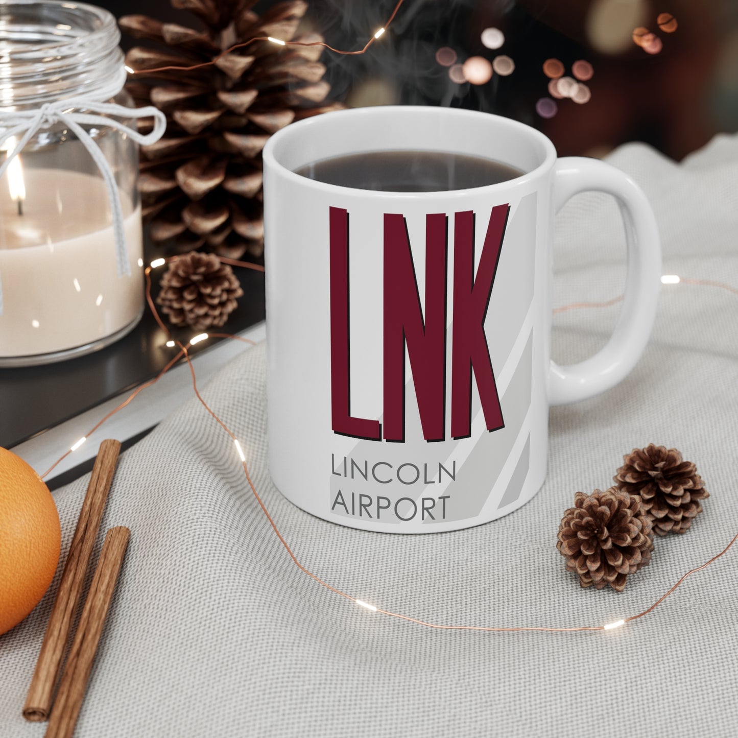 Lincoln Airport, LNK. 11oz Airport Mug (Magenta)