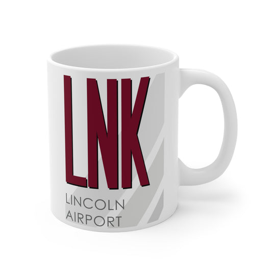 Lincoln Airport, LNK. 11oz Airport Mug (Magenta)