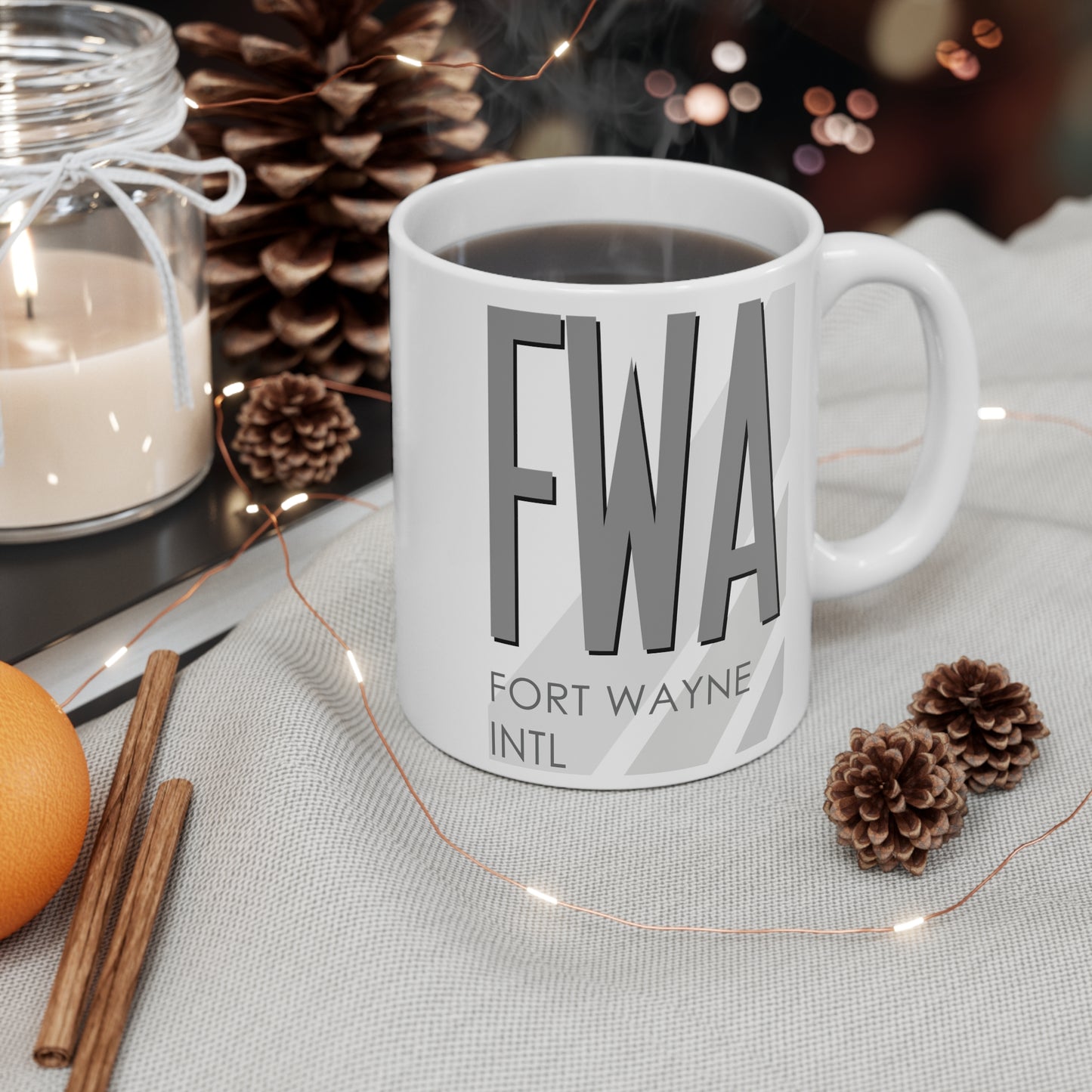 Fort Wayne Intl, FWA. 11oz Airport Mug (Gray)