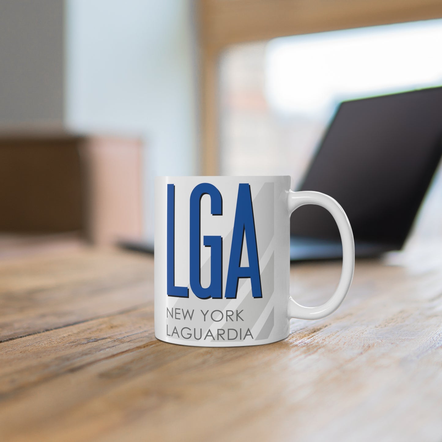 New York LaGuardia, LGA. 11oz Airport Mug (Blue LGA)