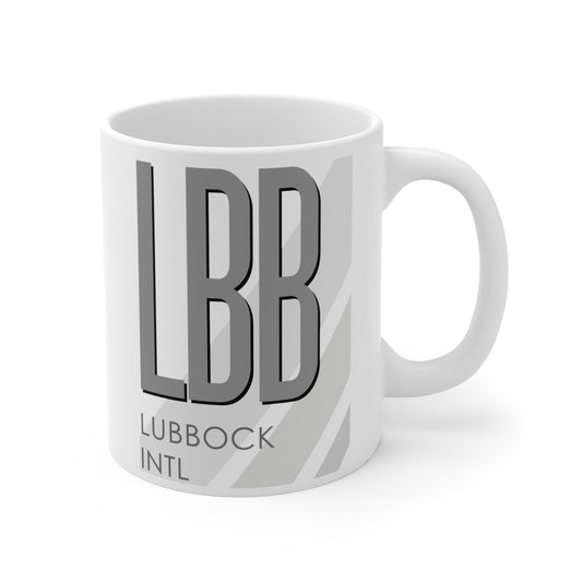 Lubbock Preston Smith Intl, LBB. 11oz Airport Mug (Gray)