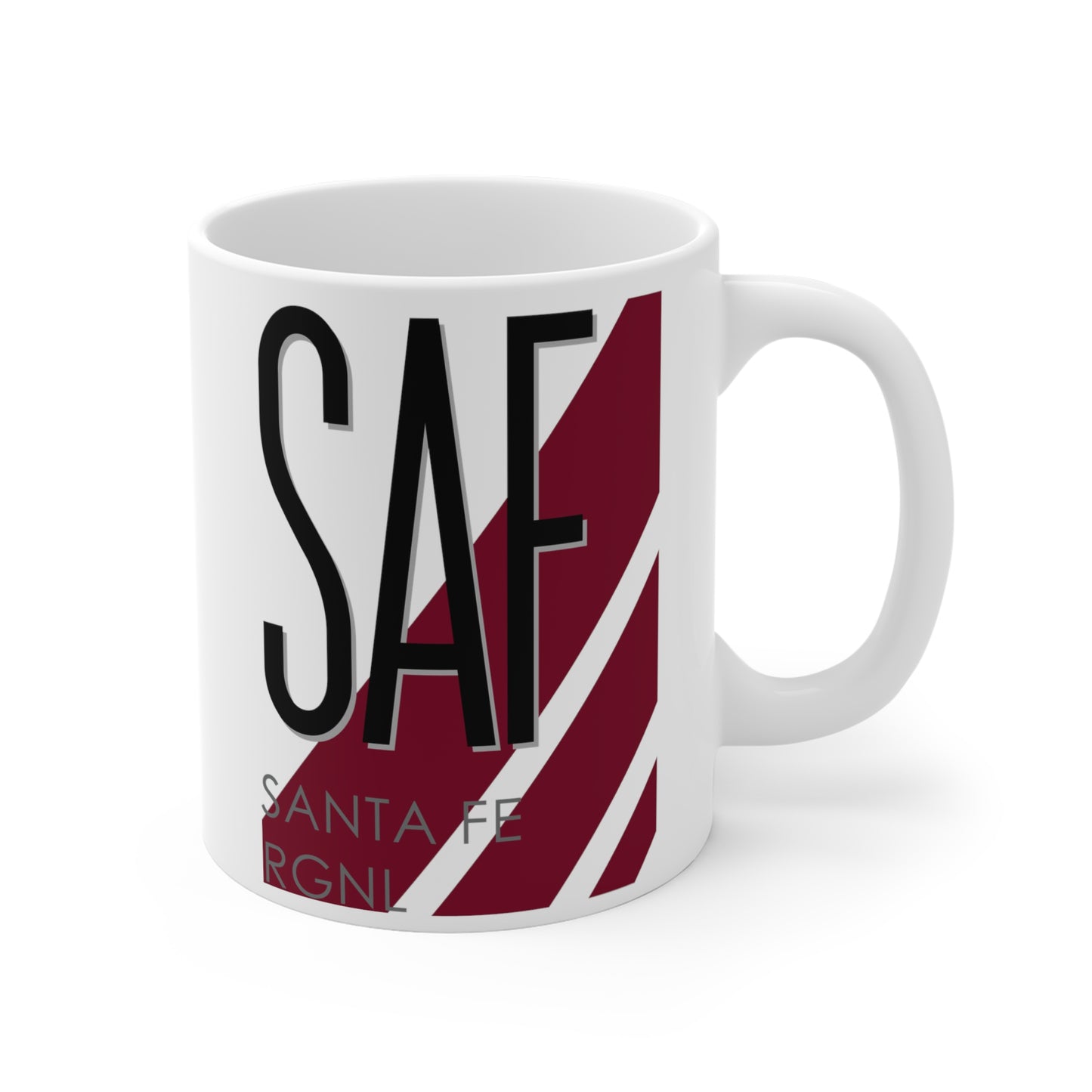 Santa Fe Rgnl, SAF. 11oz Airport Mug (Magenta Stripes)