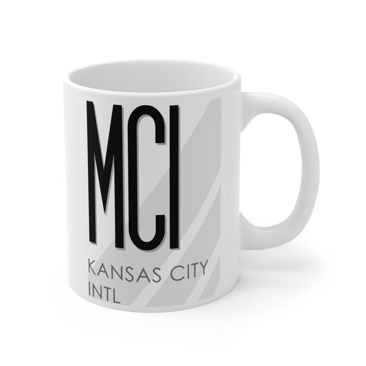 Kansas City Intl, MCI. 11oz Airport Mug (White)