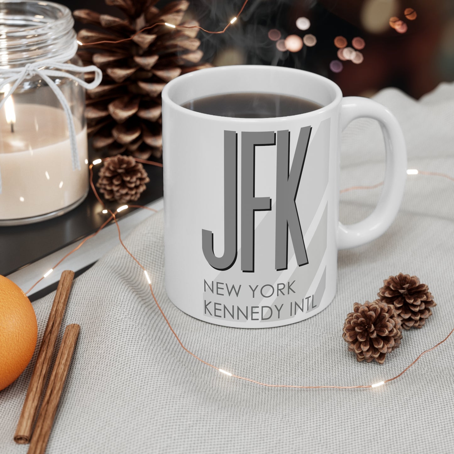 New York John F. Kennedy Intl, JFK. 11oz Airport Mug (Gray JFK)