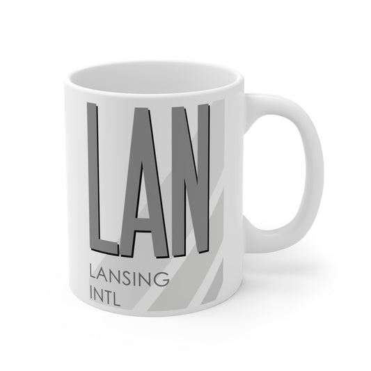 Lansing Capital Region Intl, LAN. 11oz Airport Mug (Gray)