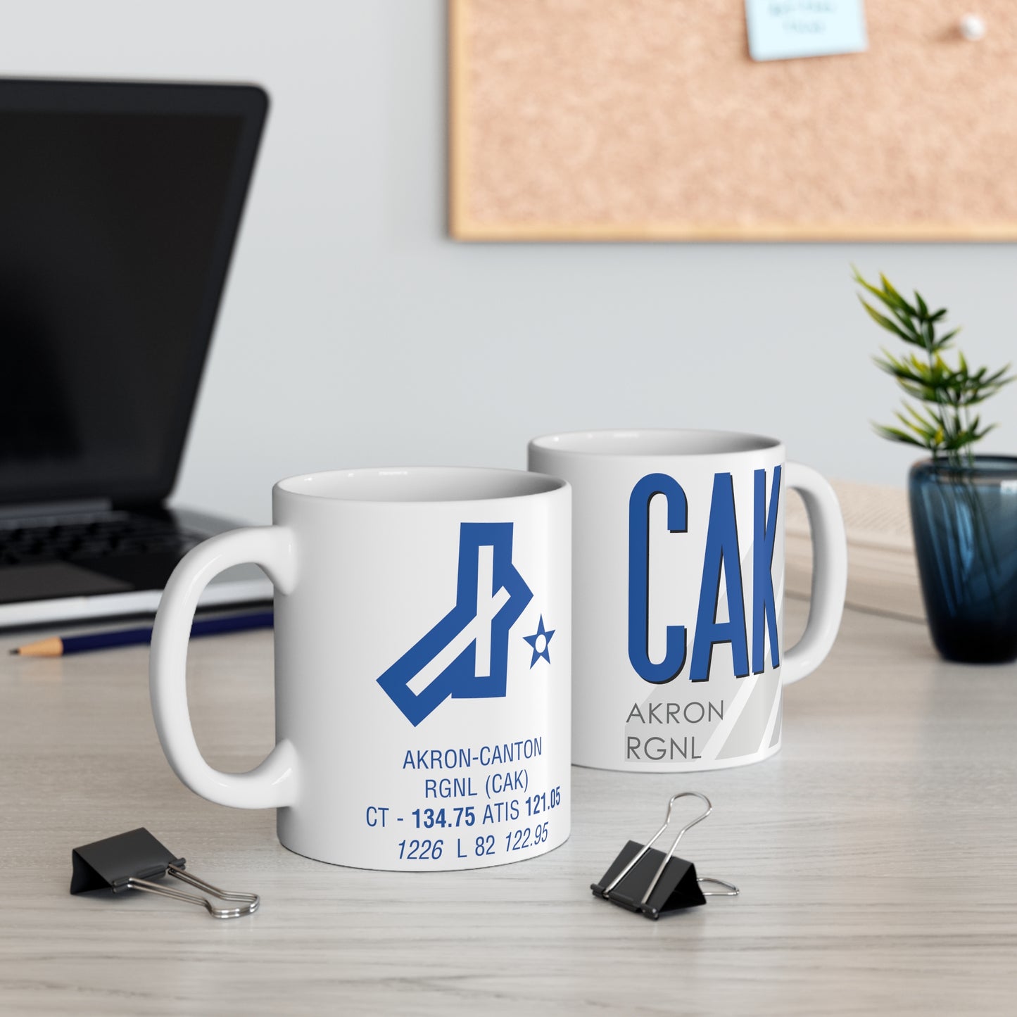 Akron Canton Rgnl, CAK. 11oz Airport Mug (Blue)