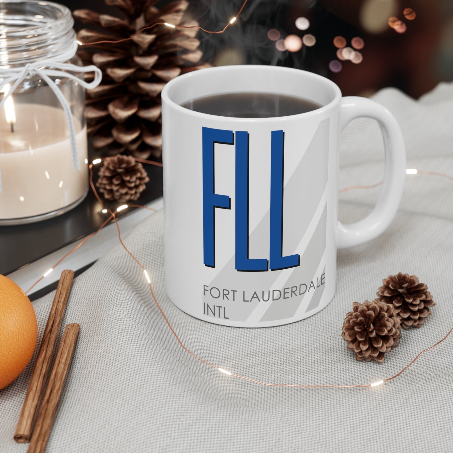 Fort Lauderdale Hollywood Intl, FLL. 11oz Airport Mug (Blue)