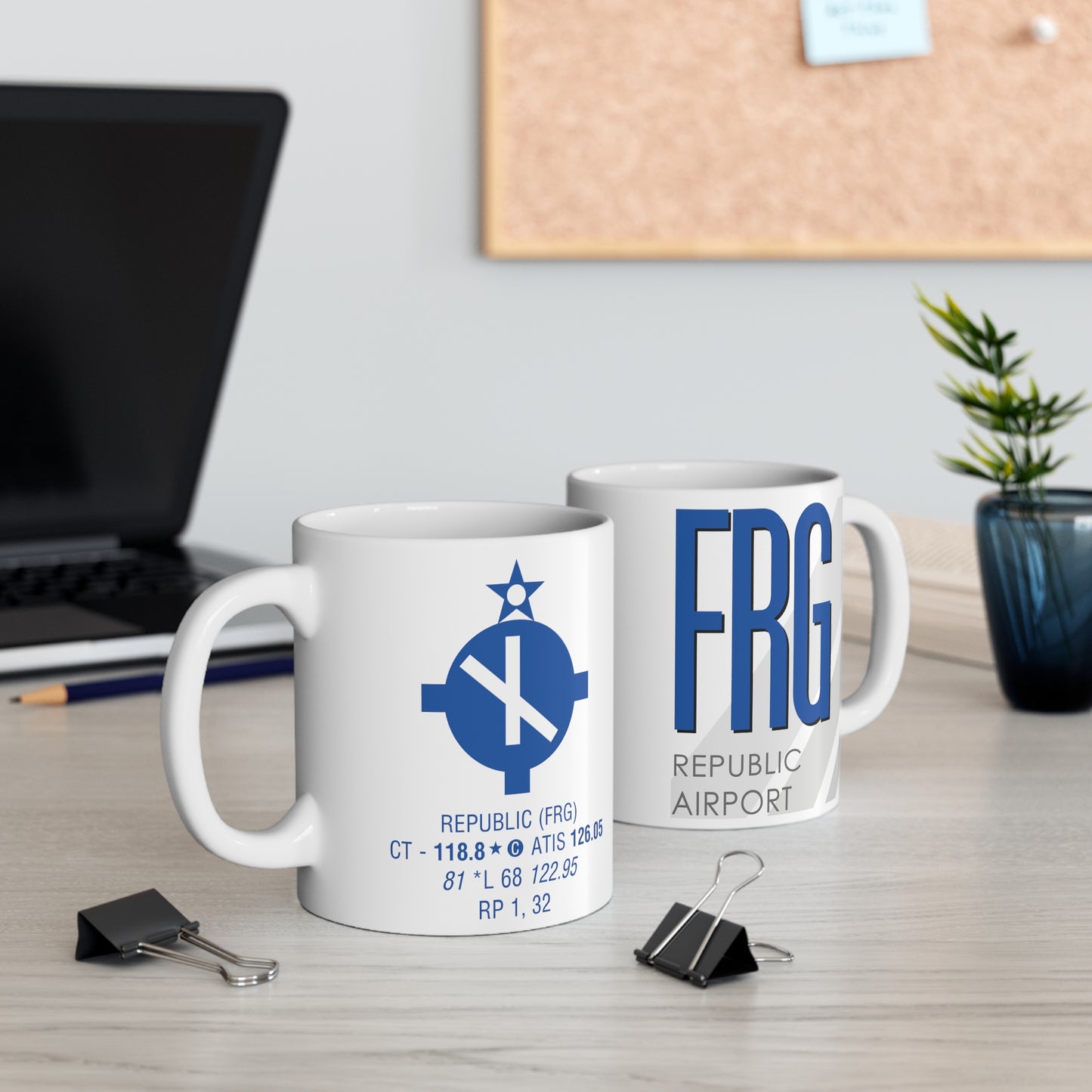 Republic Airport, FRG. 11oz Airport Mug (Blue FRG)