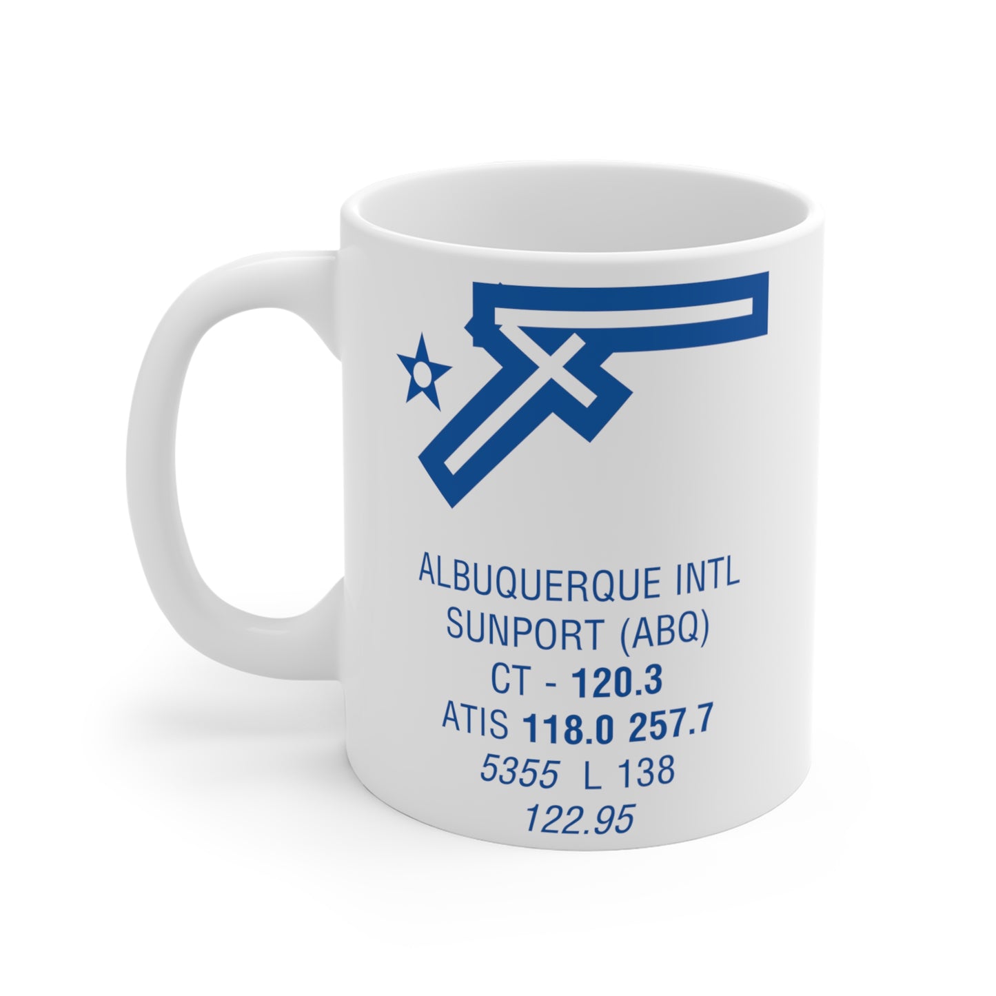 Albuquerque Intl, ABQ. 11oz Airport Mug (Blue)