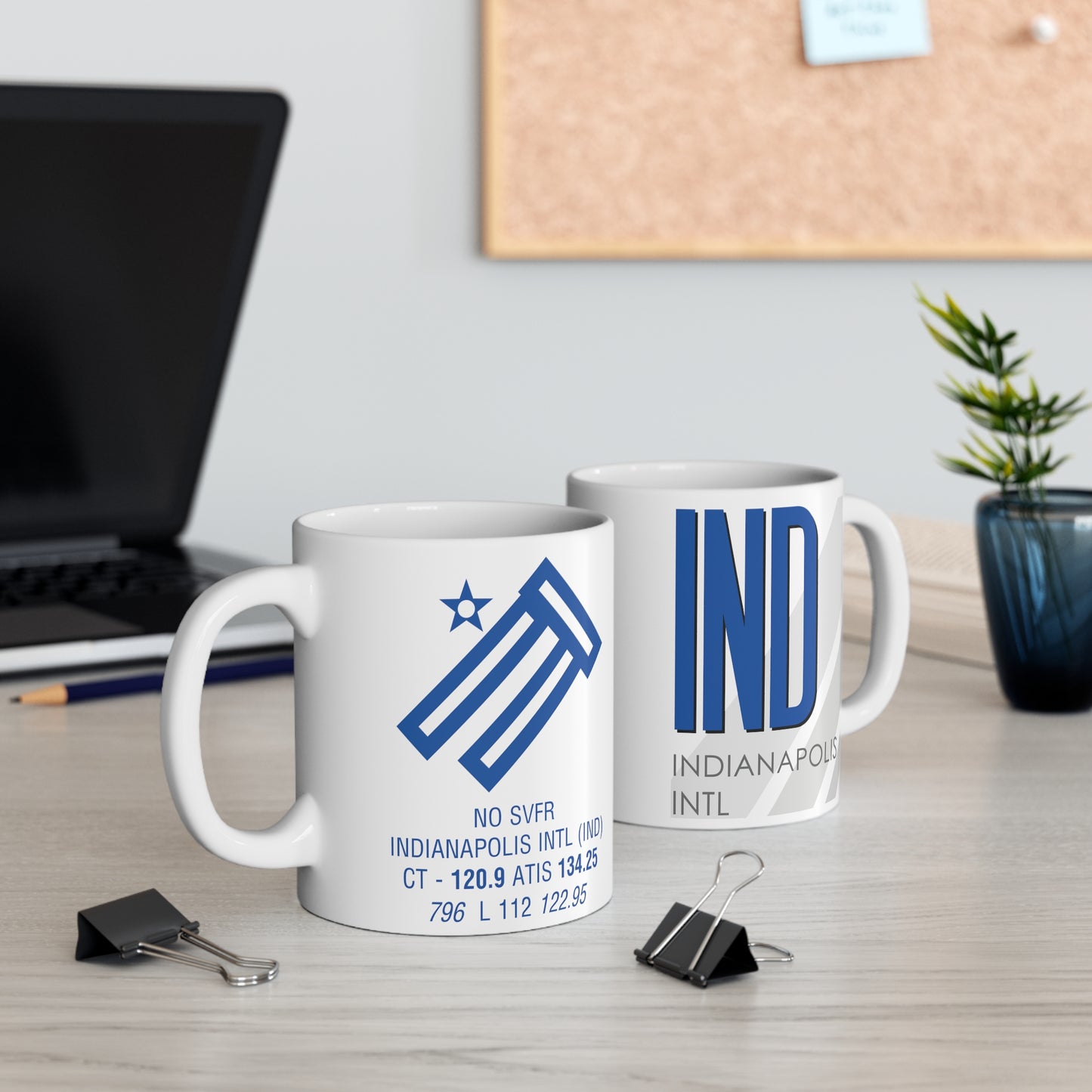 Indianapolis Intl, IND. 11oz Airport Mug (Blue)