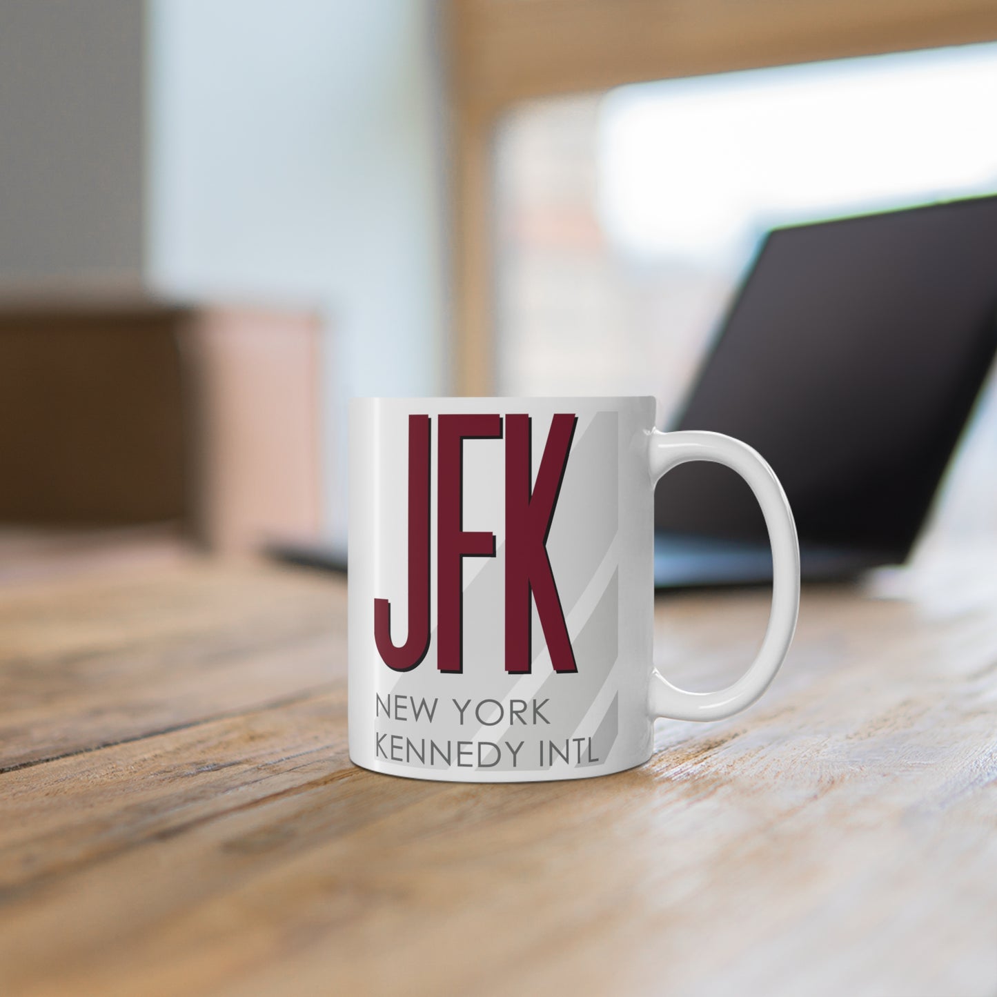 New York John F. Kennedy Intl, JFK. 11oz Airport Mug (Magenta JFK)