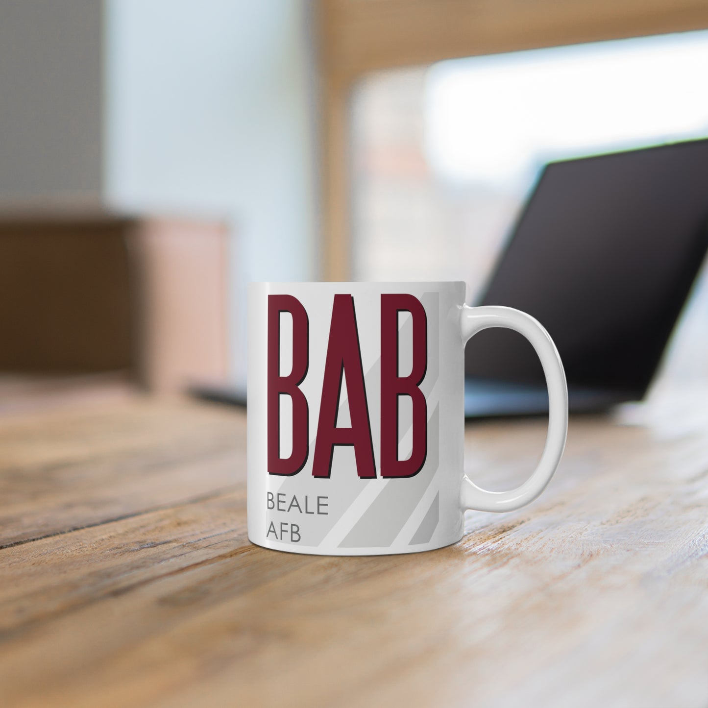 Beale AFB, BAB. 11oz Airport Mug (Magenta)