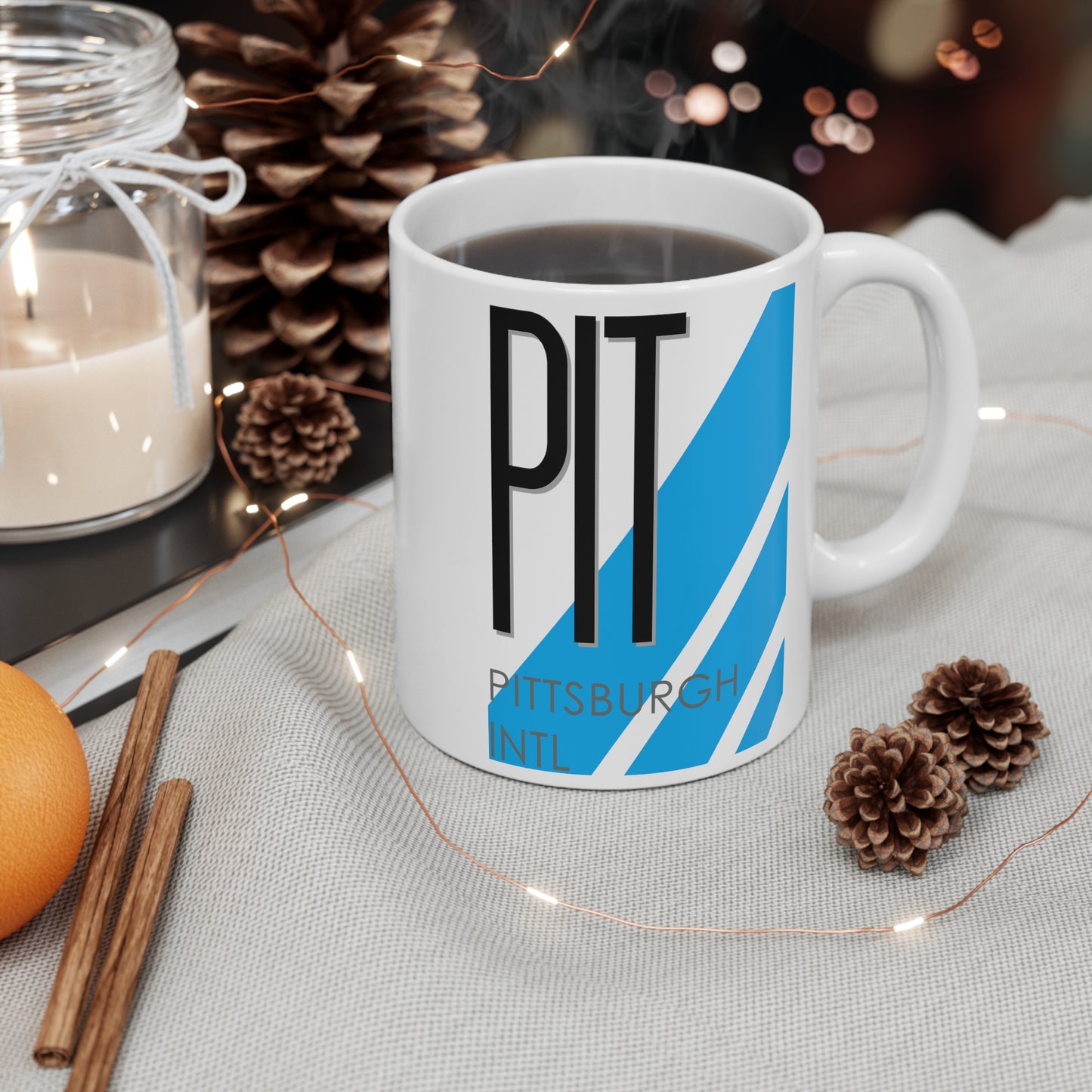 Pittsburgh Intl, PIT. 11oz Airport Mug (Blue)