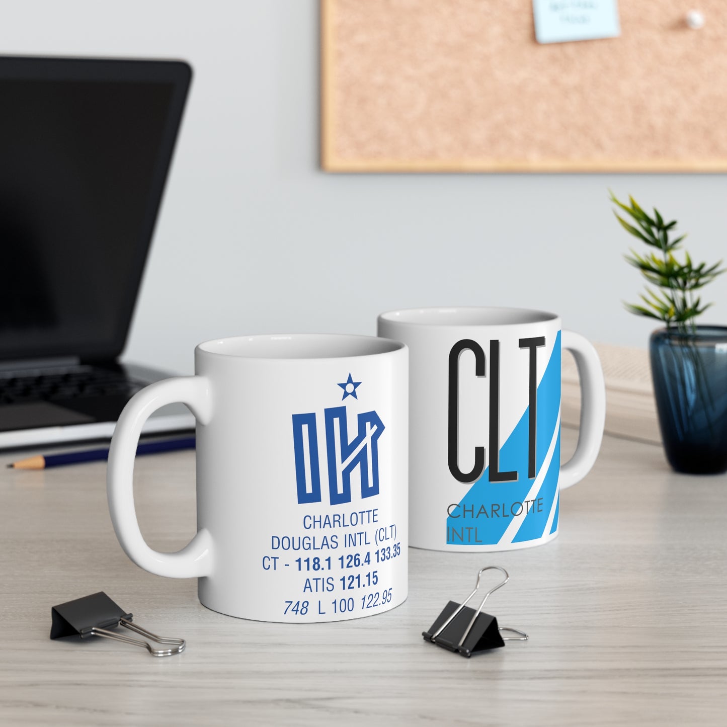 Charlotte-Douglas Intl, CLT. 11oz Airport Mug (Blue)