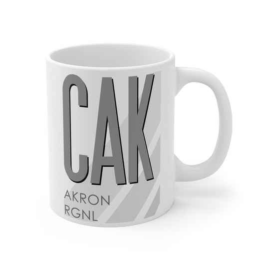 Akron Canton Rgnl, CAK. 11oz Airport Mug (Gray)