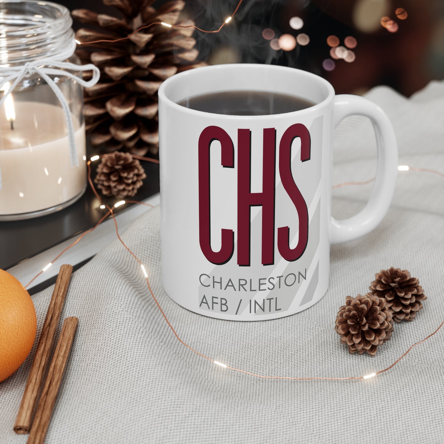 Charleston AFB Intl, CHS. 11oz Airport Mug (Magenta)