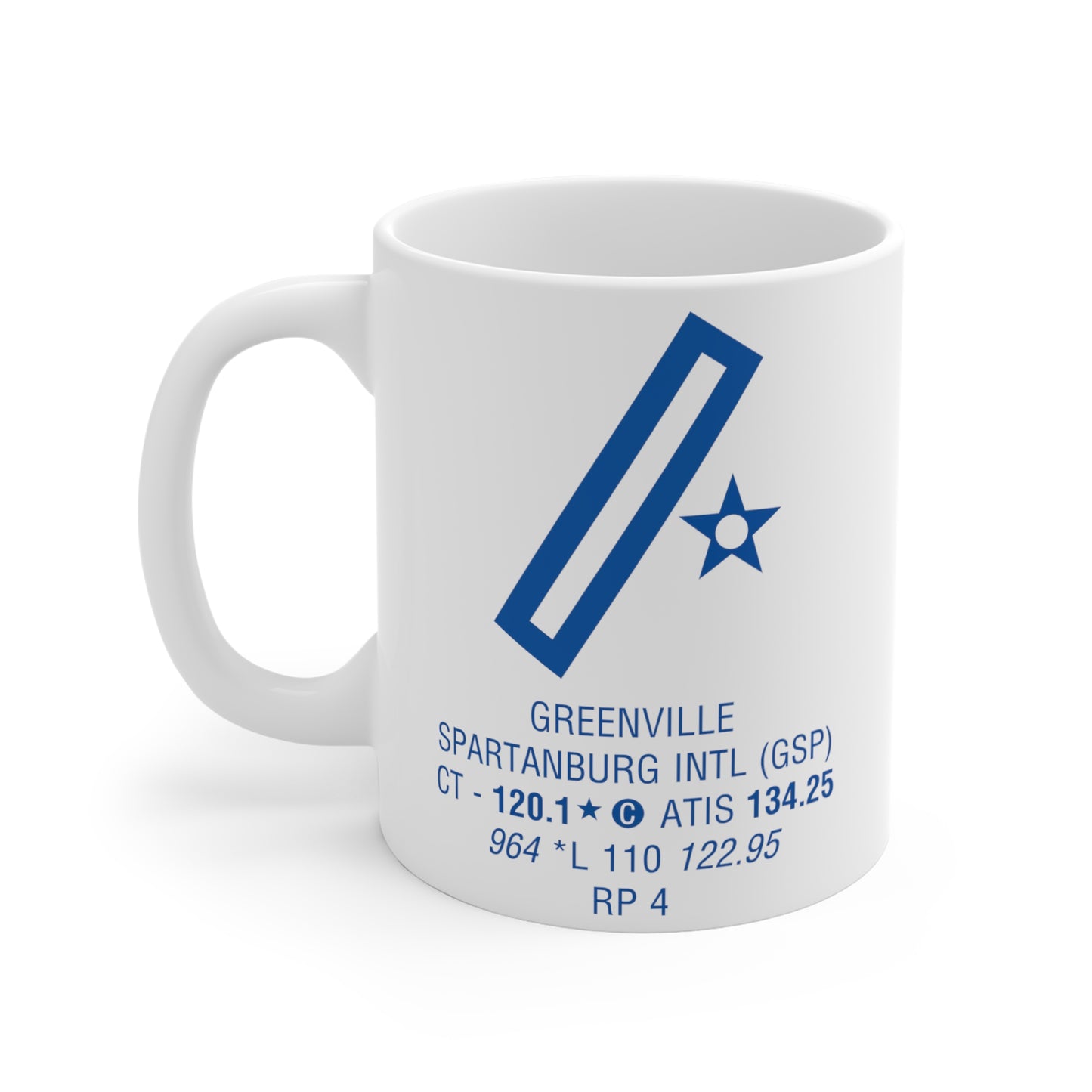 Greenville Spartanburg Intl, GSP. 11oz Airport Mug (Brown)