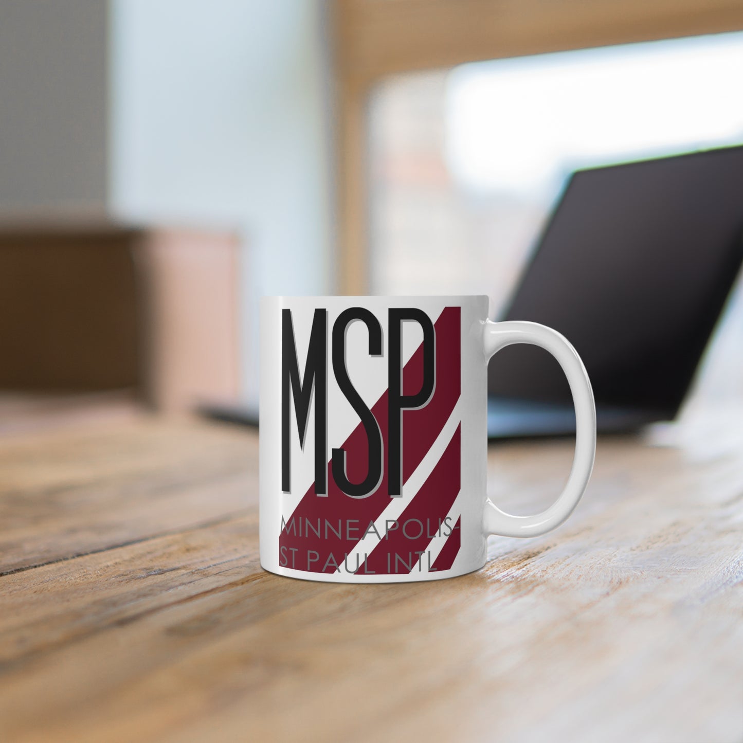 Minneapolis-St Paul Wold-Chamberlain Intl, MSP. 11oz Airport Mug (Magenta)